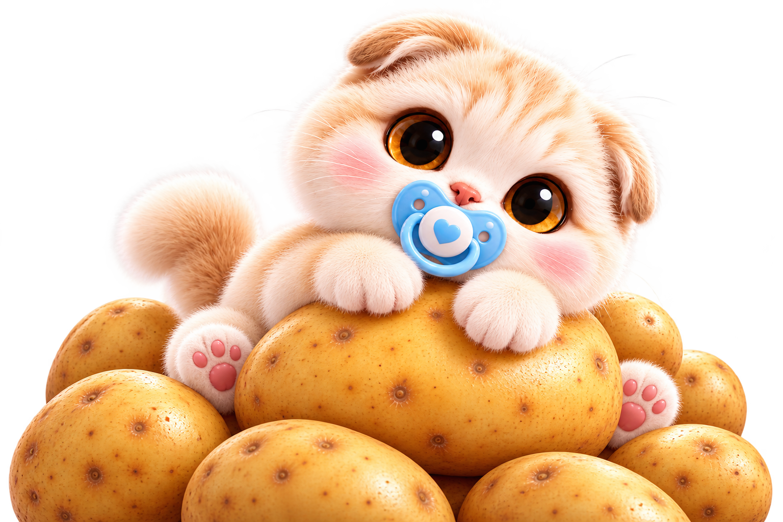Baby Potatchi cuddling a potato